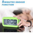thumbnail image 5 of Reloj despertador digital para despertar por la mañana, reloj despertador digital silencioso con pilas para niños y adultos, pantalla LED grande, calendario de temperatura, verde, 5 of 5