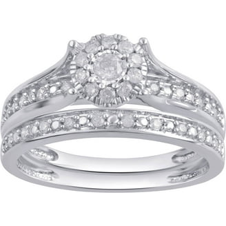 10K White Gold Forever Bride 1 Carat Diamond Cushion Bridal Set