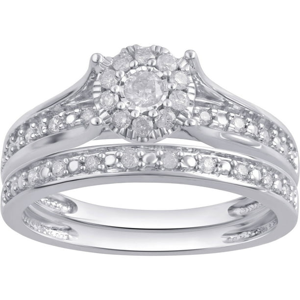 Brilliance Brilliance 1 3 Carat Diamond Composite Women S Bridal Ring Set 10k White Gold I J I2 I3 Walmart Com Walmart Com