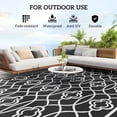 thumbnail image 6 of Reversible Waterproof Outdoor Rug, 9x18 Feet Plastic Straw Mat with Carry Bag, Black Gray Lantern Design, 6 of 12
