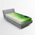 thumbnail image 1 of Ambesonne Japanese Fitted Sheet, Spa Themed Trees and Blurs, Twin Size, Pale Yellow Green, 1 of 2