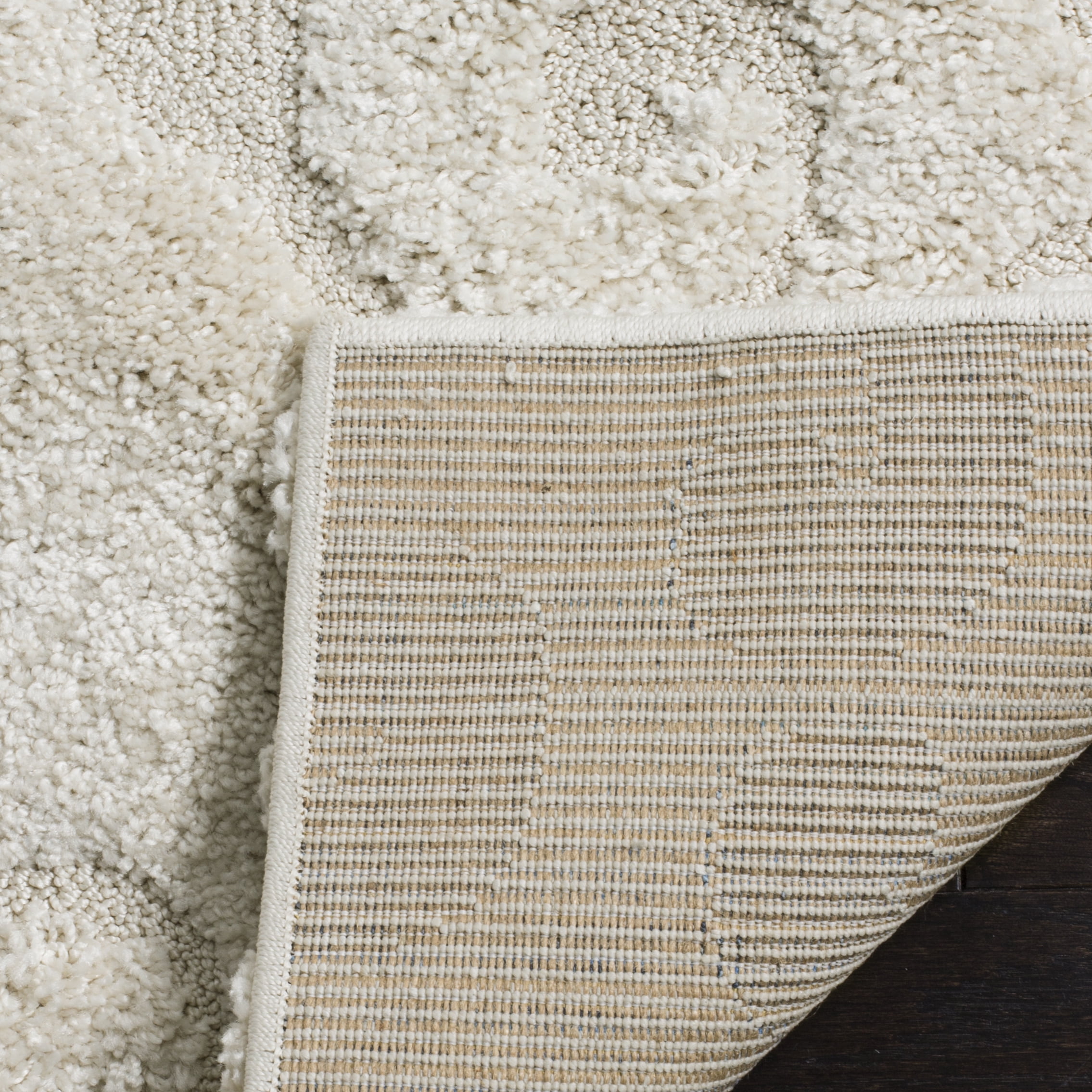 SAFAVIEH Florida Kalina Damask Shag Area Rug, Cream, 9'6" x 13'