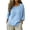 Blue, variant on Cotton Linen T-shirts Women 3/4 Sleeve Crew Neck Gauze Tee Blouses Casual Summer Solid Color Tops Purple L