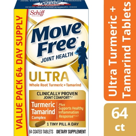 Move Free Ultra Turmeric + Tamarind Joint Support Tablets, 64 count - For Joint Comfort*¹, Supports Healthy Inflammation Response*‡², 1 Tiny Pill Per Day, Antioxidants