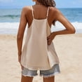 thumbnail image 5 of Yubnlvae Flowy Chiffon Spaghetti Strap Tanks - Summer Casual V-Neck Sleeveless Blouses (Loose Fit, Lightweight) Beige L, 5 of 5
