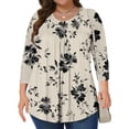 thumbnail image 1 of YLHFASHION T-Shirts Décontractés pour Femmes Grande Taille Manches 3/4 Col Rond Tuniques Mignonnes Basiques Blouses de Travail jusqu'à 50 % de Réduction T-shirt Manches Longues pour Femmes, 1 of 5
