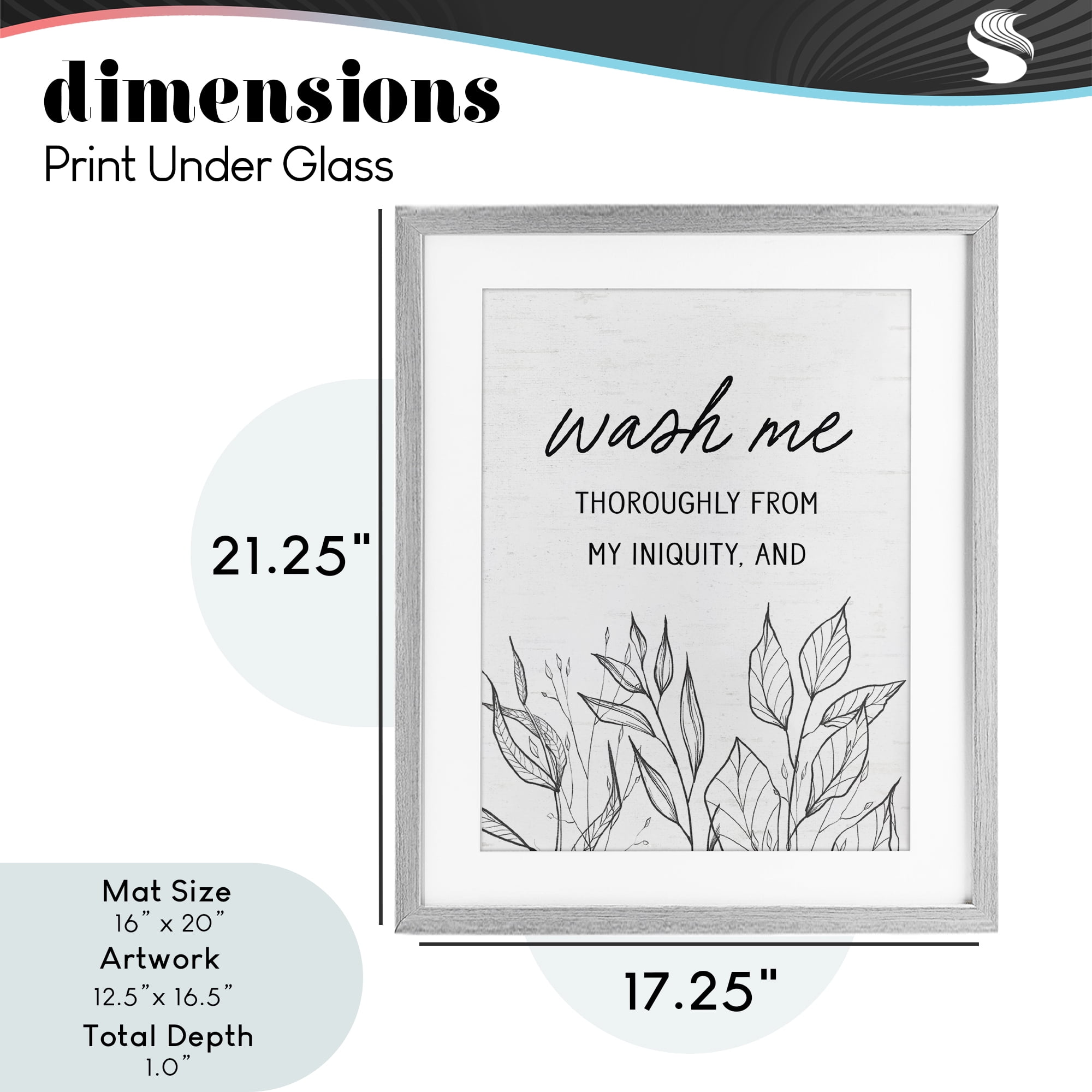Wash Me Thoroughly Scripture Gray Framed Print Under Glass, design by Lettered and Lined