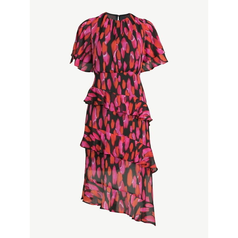 Floral georgette on sale tiered ruffle dress