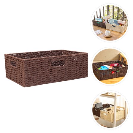 CIMAXIC Woven Brown Storage Basket Rattan Woven Storage Basket Coffee 1Pack