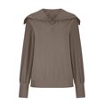 thumbnail image 4 of Babysbule Womens Casual Tops Solid Color Lapel Neck Long Sleeve Loose T-Shirt Blouse Pullover Tops, 4 of 9
