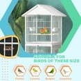thumbnail image 6 of Dog Pens PawHut Wrought Metal Bird Cage Feeder with Rolling Stand Perches Food Containers Doors Wheels 67" H, White,Cat Pens, 6 of 7