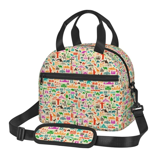 Fotbe Travel Bolsa de Almuerzo con Estampado, Lonchera Aislada, Contenedores de Comida Reutilizables Tipo Cooler a Prueba de Fugas