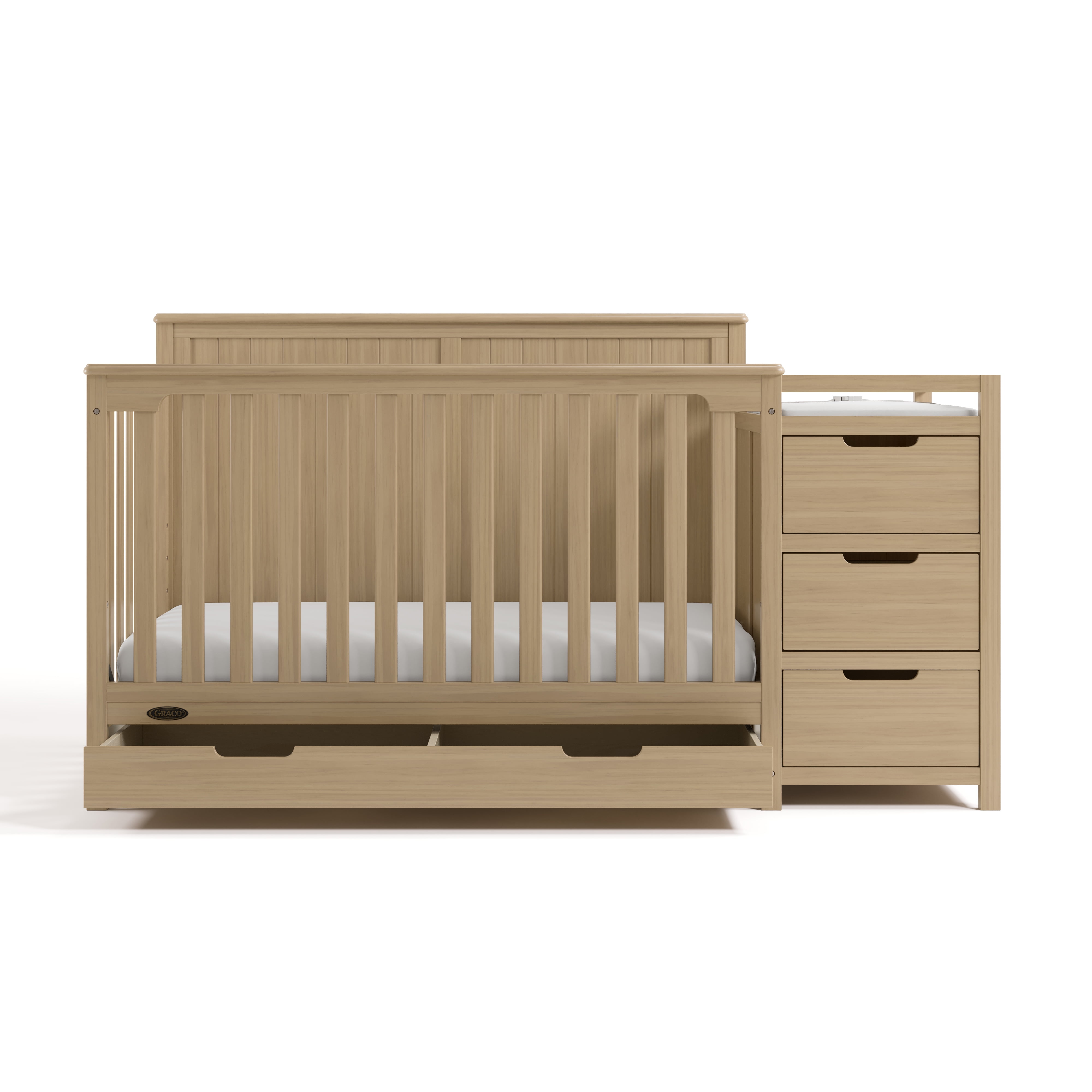 Graco Hadley 5-in-1 Convertible Baby Crib and Changer with Drawer, Driftwood