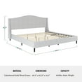 thumbnail image 6 of Martha Stewart Amelia King Upholstered Platform Bed with Curved Headboard and Cushioned Siderails, Wood Slat Foundation with No Box Spring Needed, Gray, 6 of 11