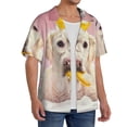 thumbnail image 2 of Daiia Dog Sitting In Bathtub With Duck On Head Men's Linen Shirts Short Sleeve Casual Shirts Button Down Shirt for Men Beach Summer Wedding Shirt-X-Large, 2 of 6