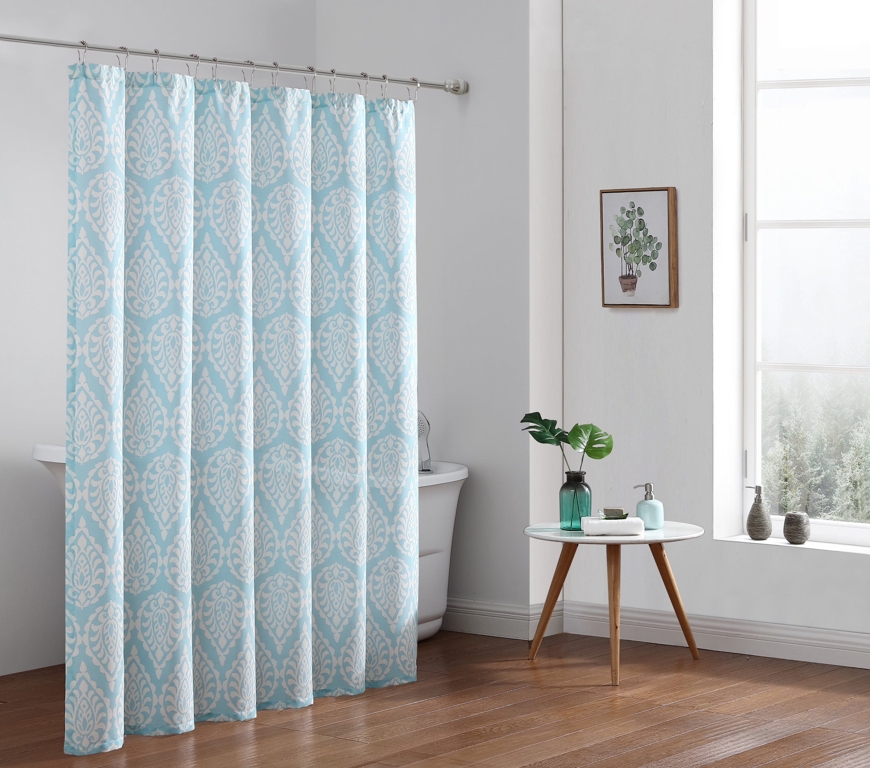 Freshee Fabric Shower Curtain with Intellifresh Technology, Aqua Paisley
