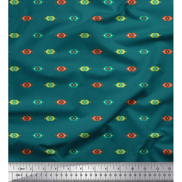 Soimoi Cotton Voile Fabric Aztec Small Decor Fabric Printed Yard 42 Inch Wide