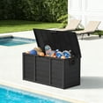thumbnail image 3 of 75 Gallon Resin Deck Box, Lockable Patio Outdoor Storage Box for Furniture, Garden Tools and Tools Storage, Outside Storage Boxes(Black), 3 of 5