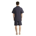 thumbnail image 6 of GLOBAL Men’s Cotton Short Sleeve and Shorts Yarn Pajama Set, Summer Soft Classic Plaid Loungewear with Pockets, Sizes S, 6 of 6