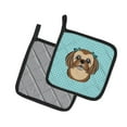 thumbnail image 2 of Caroline's Treasures Checkerboard Blue Chocolate Brown Shih Tzu Pair of Pot Holders, 2 of 3