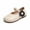 Beige, variant on IROINNID Toddler Girl Dress Shoes PU Princess Shoes Wedding Party Flat Shoes, Size 15M-6Y