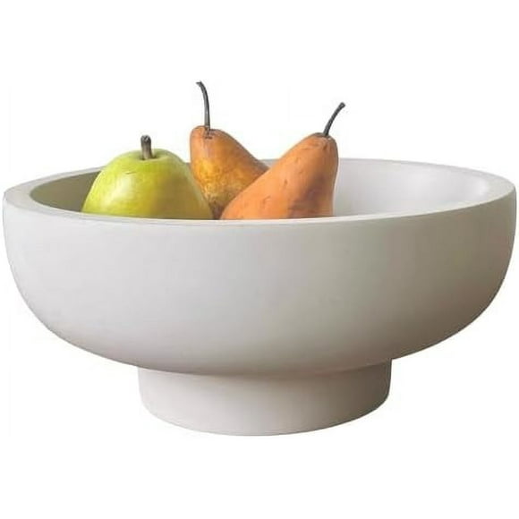 Concrete Fruit Bowl for Kitchen Counter - Large Decorative Bowl for Home Decor - Modern Pedestal Bowl - Key Bowl for Entry Table - Footed Bowl - Entryway Bowl for Keys Gray Gray