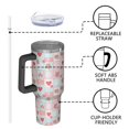 thumbnail image 4 of 40oz Pioneer Flower Floral Print Pattern Insulated Tumbler with Handle, BPA-Free Leak Proof Lid and Straws, Double Wall Vacuum, Hot 12h/Cold 34h, 4 of 6