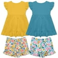 thumbnail image 2 of Millie Loves Lily Girls Yellow and Turquoise Tops and Printed Ruffle Shorts Set, Toddler Girls, Size 3T, 4-PCS, 2 of 2
