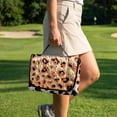 thumbnail image 3 of COEQINE Universal Golf Cart Seat Towel Blanket Covers for All Weather, Foldable Design with Handle, Fit for EZGO, Club Car and More 2-Seat Golf Carts, Gradient Leopard Print, 3 of 8