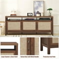 thumbnail image 4 of Giantex Mid-Century TV Stand, Entertainment Center w/3 Rattan Doors & Interior Adjustable Storage Shelves, Walnut, 4 of 6