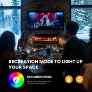 edx 36Electric Fireplace, 1500W, 13 Adjustable Flame Colors, 12-Hour Timer, Low-Noise Design, Supports Wall-Mounted/Freestanding/Built-In Installation