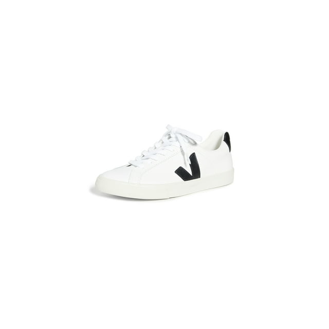 Tenis Veja V-10 de piel sintética blanca/negra con cordones para mujer