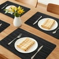 thumbnail image 2 of Placemats Set of 6 Leather Placemats for Kitchen Dining Table Decor Table Placemats Imitation Weaving Table Mat Black 17.7*11.8inch, 2 of 6