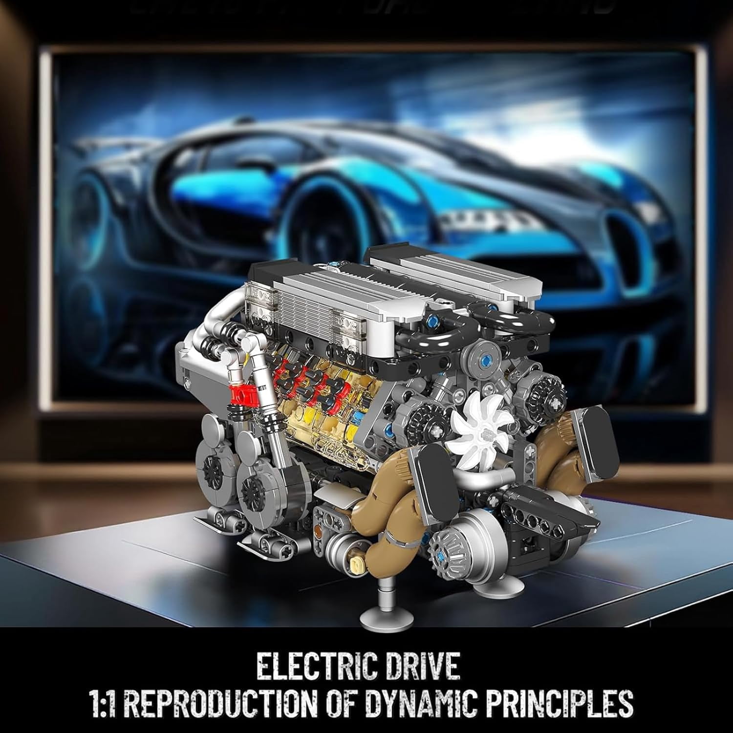 Engine Building Blocks Set, Combustion Engine Model That Runs, Mini Engine Build Kit for with Battery and Motor, Engineering Construction STEM Toy for (952 Pcs)