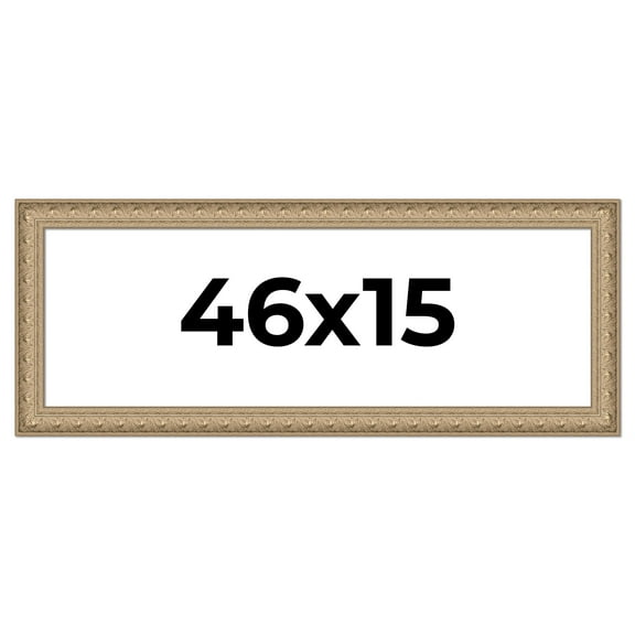 46x15 Frame Ornate Silver Beaded Solid Wood Picture Frame Width 2.5 Inches | Interior Depth 1