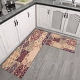 thumbnail image 3 of Bohemian Brown Geometry Rugs and Mats Non Skid Washable Absorbent Microfiber Soft Kitchen Mat for Floor Set Of 2 Decor Stain Resistant 17"x47"+17"x30", 3 of 7