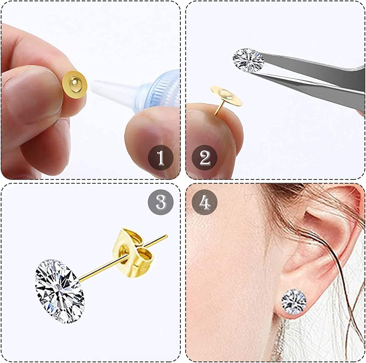  Earring Posts and Backs, 500Pcs Hypoallergenic Earring Studs  for Jewelry Making with Butterfly Earring Backs and Rubber Bullet Earring  Backs (4mm, 6mm) : Everything Else