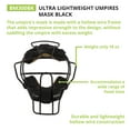 thumbnail image 3 of Champion Sports Lightweight Umpire Face Mask - Durable, Premium Construction Umpire Face Mask - Extended Guards/Adjustable Harness - Adult Size - Black, 3 of 6