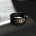 thumbnail image 5 of [Sophisticated Tungsten Ring] Men's Tungsten Carbide Ring - 1pc Minimalist Modern Wedding Band with Black Background & Golden Accents, Seven Synthetic Zirconia Stones, Durable Everyday Jewelry for, 5 of 7