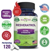 Balincer 100% Natural Resveratrol - 1000mg Per Serving Max Strength 120 Capsules Antioxidant Supplement, Trans-Resveratrol Pills for Heart Health & Pure, Trans Resveratrol & Polyphenols