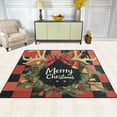 BZSMCE Vintage Area Rugs Red and Black Plaid with Christmas Creative
