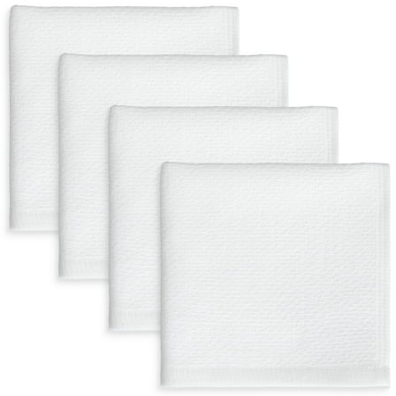 Mainstays 100% Dual-Sided Cotton Dishcloths, 4 Pieces, 12 in x 12 in, White