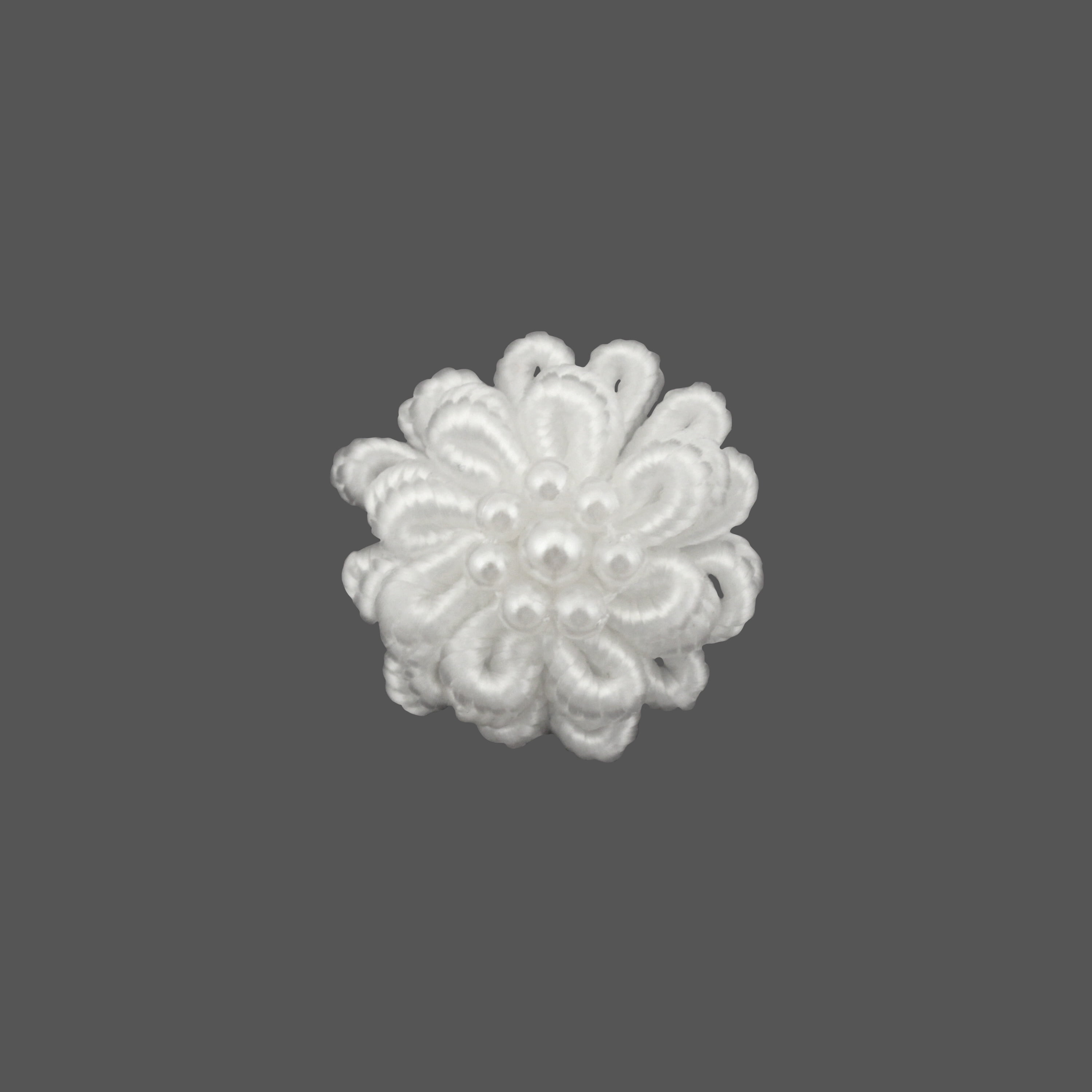 (3 pack) Offray accessories, white elegant flower with pearls accessor yard, 10 count, n yardlon, hand made, 1 package