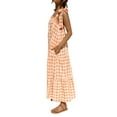 thumbnail image 5 of Qiylii Women's Causal Summer Dress Spaghetti Strap Sleeveless Plaid Beach Boho Long Maxi Dresses with Pockets, 5 of 9
