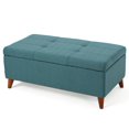 thumbnail image 3 of Harper Teal Fabric Storage Ottoman, 3 of 9
