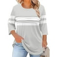 thumbnail image 2 of SnZhen 3/4 Sleeve Tops for Women Plus Size Casual Fall Fashion Crewneck Pleated Tunic Tops Work Outfit Blouse, 2 of 5