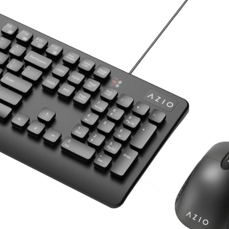 AZIO - KM535 Full-size Wired Membrane Keyboard and Mouse Bundle for PC with Antimicrobial - Black