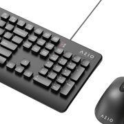 Azio - KM535 Full-size Wired Membrane Keyboard and Mouse Bundle for PC with Antimicrobial - Black