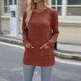 thumbnail image 4 of Besolor Womens 2024 Fall Sweaters Long Sleeve Tunic Tops Lightweight Casual Crewneck Pullover Blouse with Pockets, 4 of 7