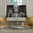 thumbnail image 4 of FREEAMG Smiling Skull Half Window Tier Curtains 36 Inch Blackout Thermal Insulating Kitchen Linen Tier Curtains for Kitchen,Bathroom,Cafe, 4 of 7